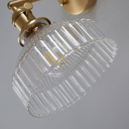 Clémence Industrial Ribbed Glass Wall Sconce in Gold Finish