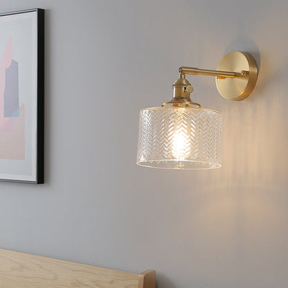 Camille Industrielle Messing Verstellbare Wandleuchte mit Glasschirm