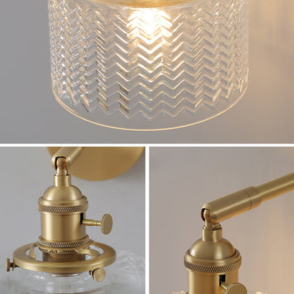Camille Industrielle Messing Verstellbare Wandleuchte mit Glasschirm