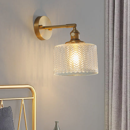 Camille Industrielle Messing Verstellbare Wandleuchte mit Glasschirm