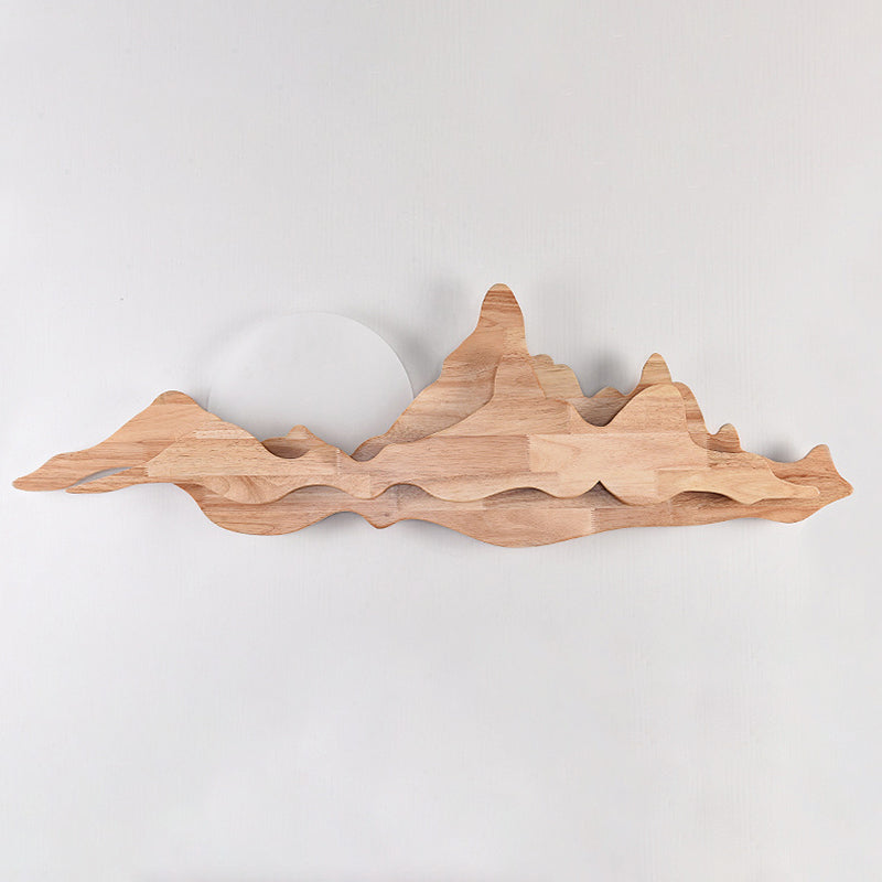 Camille Mountain & Moon Wall Lamp with Wooden Frame and Acrylic Shade