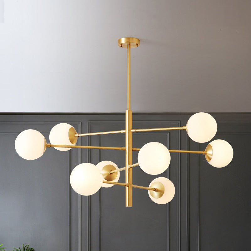 Gabrielle Post-Modern Gold & Black Glass Chandelier