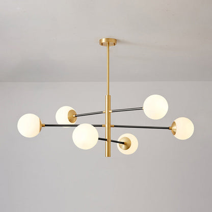 Gabrielle Post-Modern Gold & Black Glass Chandelier