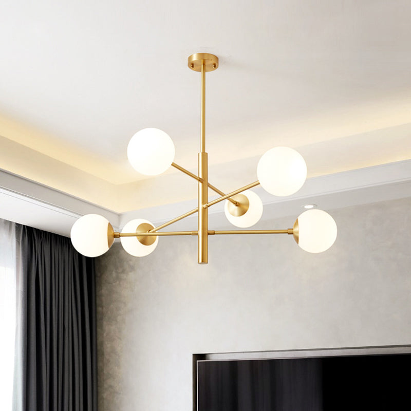 Gabrielle Post-Modern Gold & Black Glass Chandelier