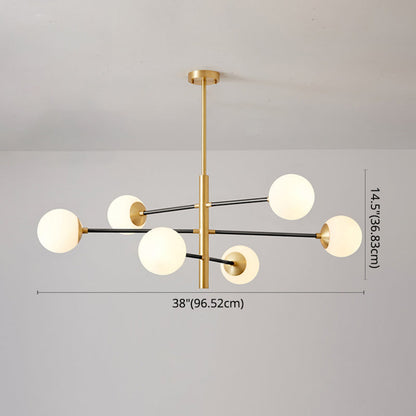 Gabrielle Post-Modern Gold & Black Glass Chandelier