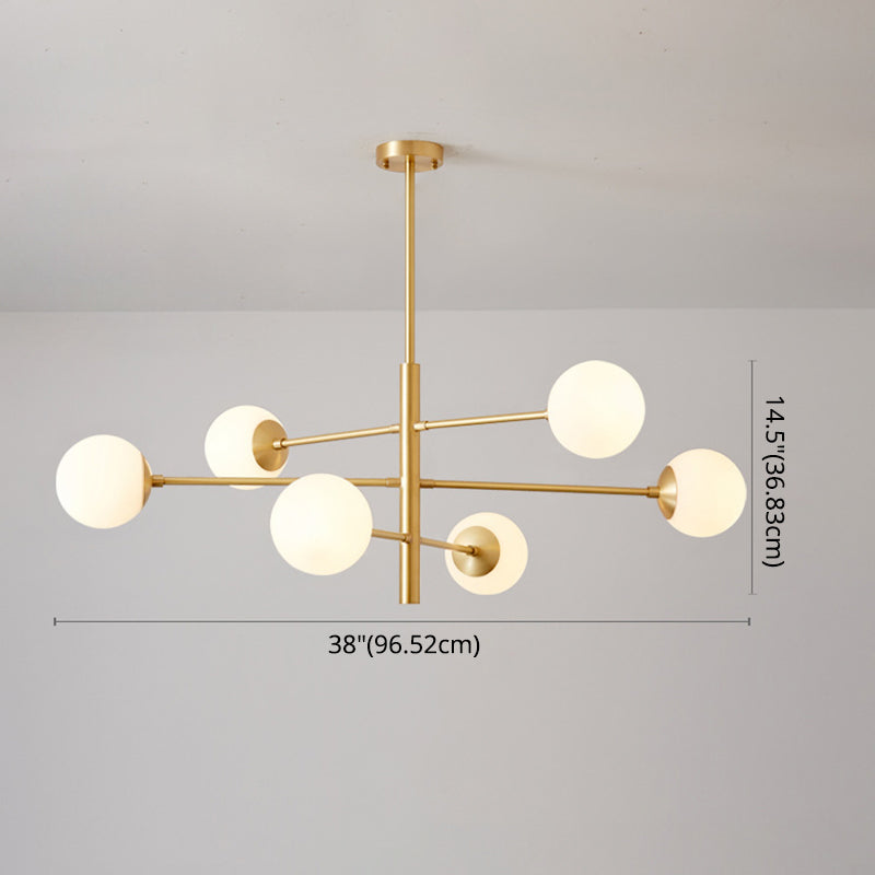 Gabrielle Post-Modern Gold & Black Glass Chandelier