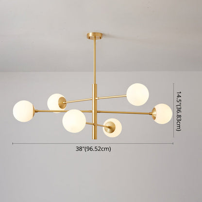 Gabrielle Post-Modern Gold & Black Glass Chandelier