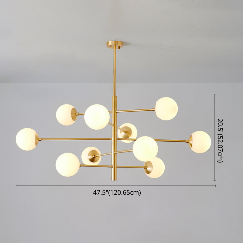Gabrielle Post-Modern Gold & Black Glass Chandelier