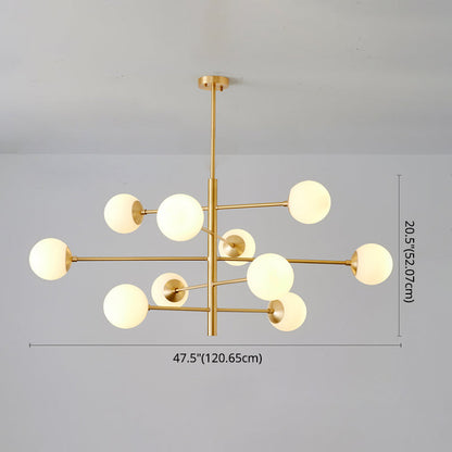 Gabrielle Post-Modern Gold & Black Glass Chandelier