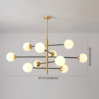 Gabrielle Post-Modern Gold & Black Glass Chandelier