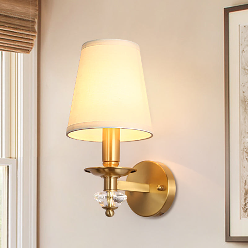 Aurélie Brass Fabric Cone Wall Light Sconce