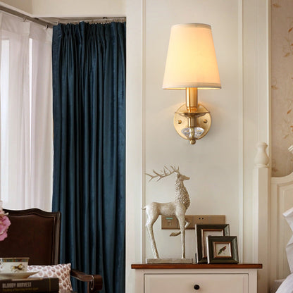 Aurélie Brass Fabric Cone Wall Light Sconce