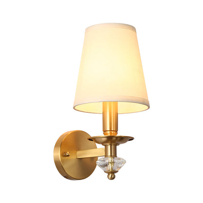 Aurélie Brass Fabric Cone Wall Light Sconce