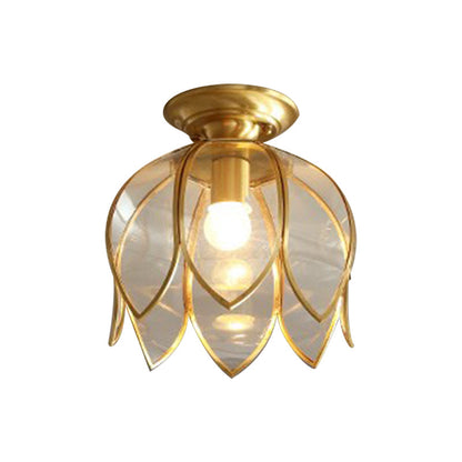 Delphine Lotus Glass Colonial Flush Mount Ceiling Light
