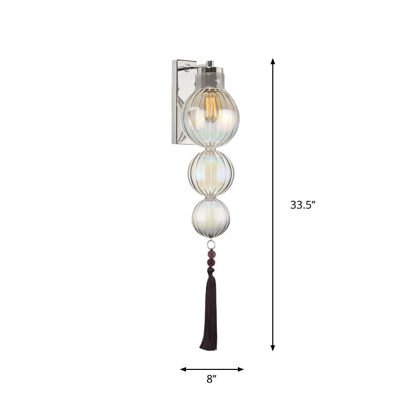Vivienne Kugelwandleuchte mit Glasschirm und Quastenknoten
