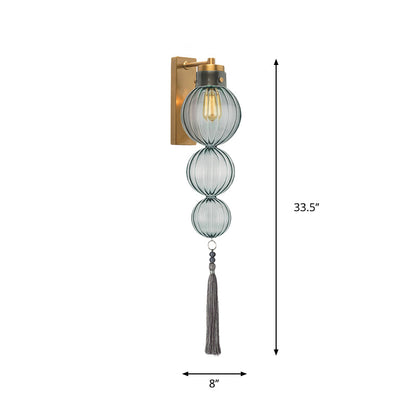 Vivienne Kugelwandleuchte mit Glasschirm und Quastenknoten