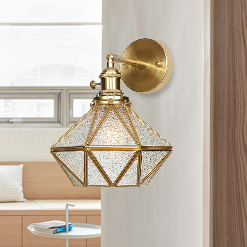 Margaux Geometric Wall Lamp with Prismatic Glass and Brass Finish