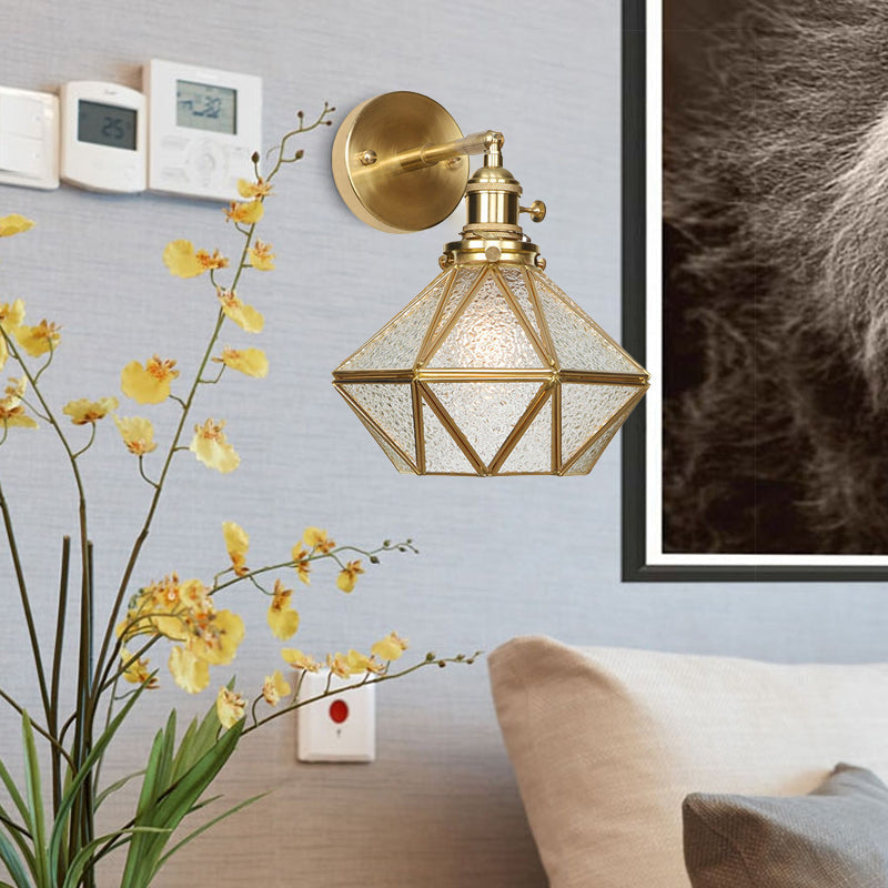Margaux Geometric Wall Lamp with Prismatic Glass and Brass Finish