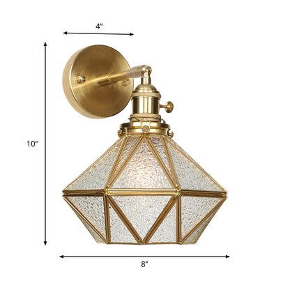 Margaux Geometric Wall Lamp with Prismatic Glass and Brass Finish