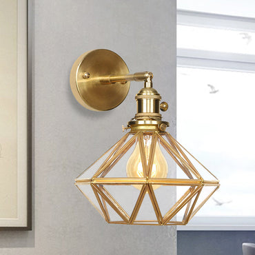 Margaux Geometric Wall Lamp with Prismatic Glass and Brass Finish