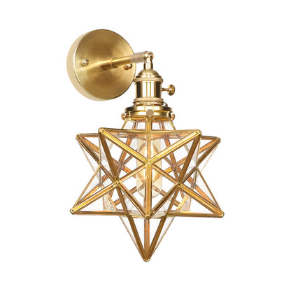 Margaux Geometric Wall Lamp with Prismatic Glass and Brass Finish