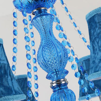 Amélie Blaue Kristall-Kerzenleuchter-Pendelleuchte Modern 6/18 Flammen