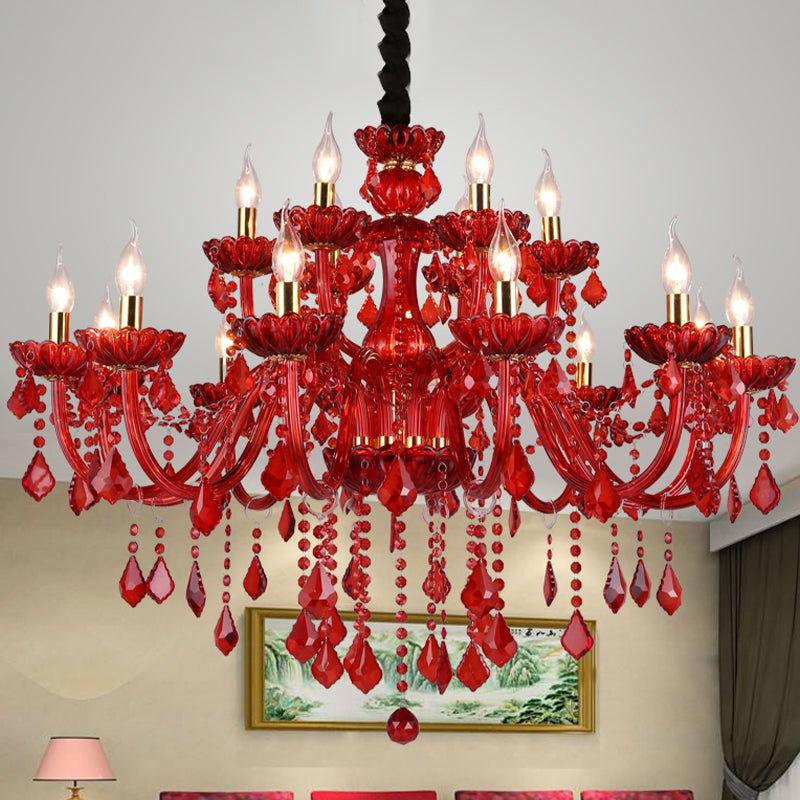 Amélie Modern Red Crystal Candle Chandelier 6/18 Lights