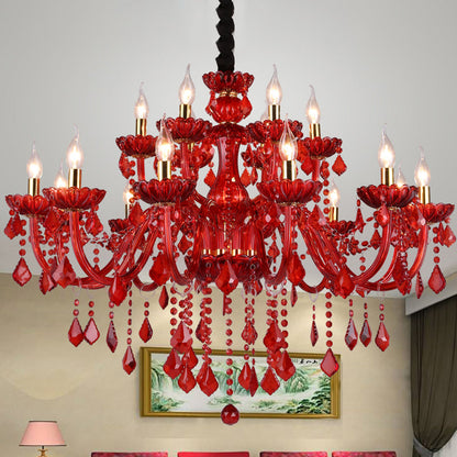 Amélie Modern Red Crystal Candle Chandelier 6/18 Lights