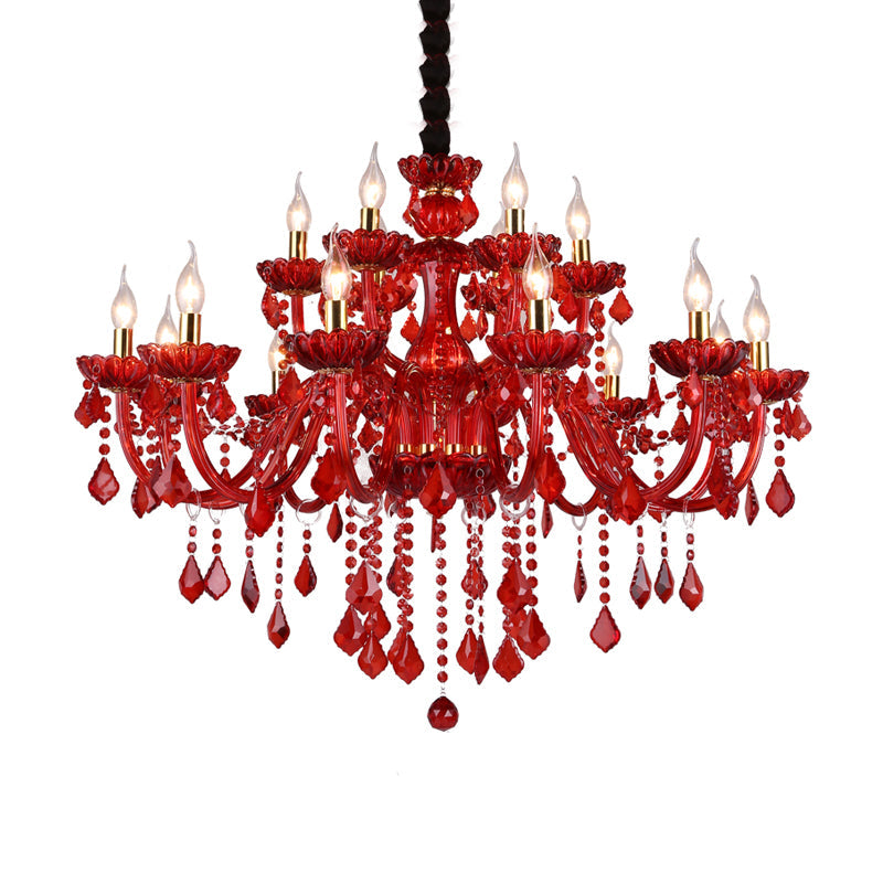 Amélie Modern Red Crystal Candle Chandelier 6/18 Lights