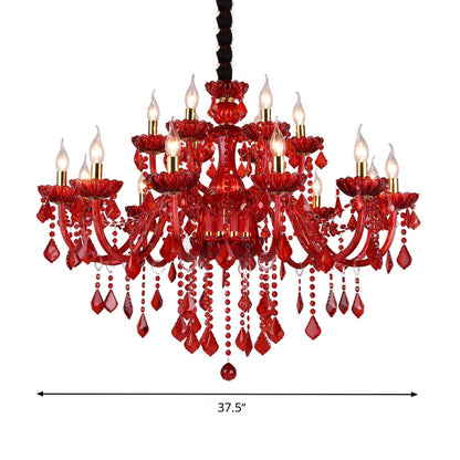 Amélie Modern Red Crystal Candle Chandelier 6/18 Lights