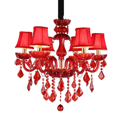 Amélie Modern Red Crystal Candle Chandelier 6/18 Lights