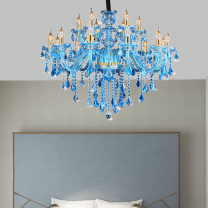 Juliette Modern Blue Crystal Candelabra Chandelier 8/18 Lights