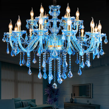 Juliette Modern Blue Crystal Candelabra Chandelier 8/18 Lights
