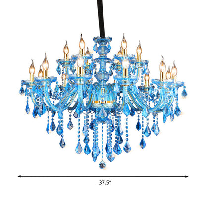 Juliette Modern Blue Crystal Candelabra Chandelier 8/18 Lights
