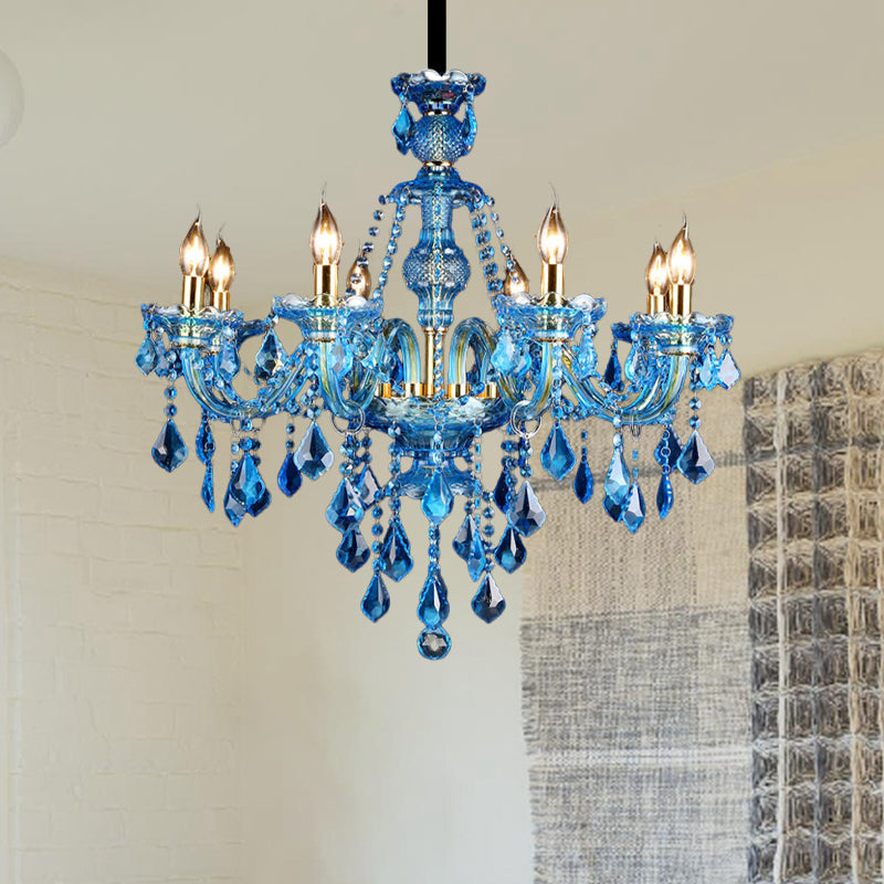 Juliette Modern Blue Crystal Candelabra Chandelier 8/18 Lights