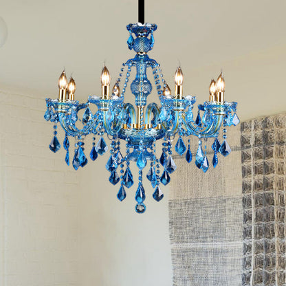 Juliette Modern Blue Crystal Candelabra Chandelier 8/18 Lights