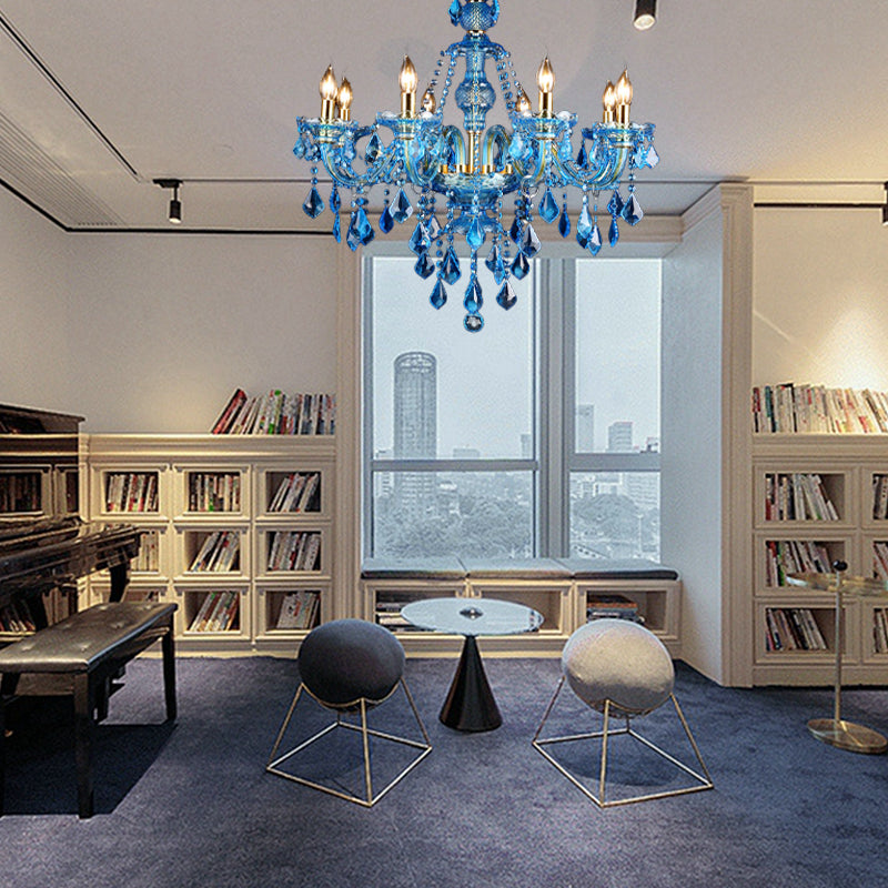Juliette Modern Blue Crystal Candelabra Chandelier 8/18 Lights