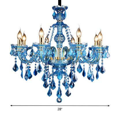 Juliette Modern Blue Crystal Candelabra Chandelier 8/18 Lights
