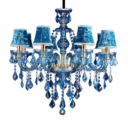 Juliette Modern Blue Crystal Candelabra Chandelier 8/18 Lights