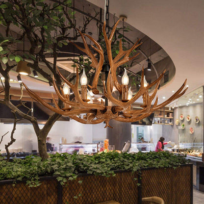 Améliane Brown Faux Antler Rustikale Kronleuchter-Pendelleuchte