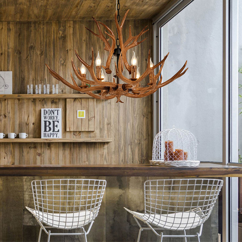 Améliane Brown Faux Antler Rustikale Kronleuchter-Pendelleuchte