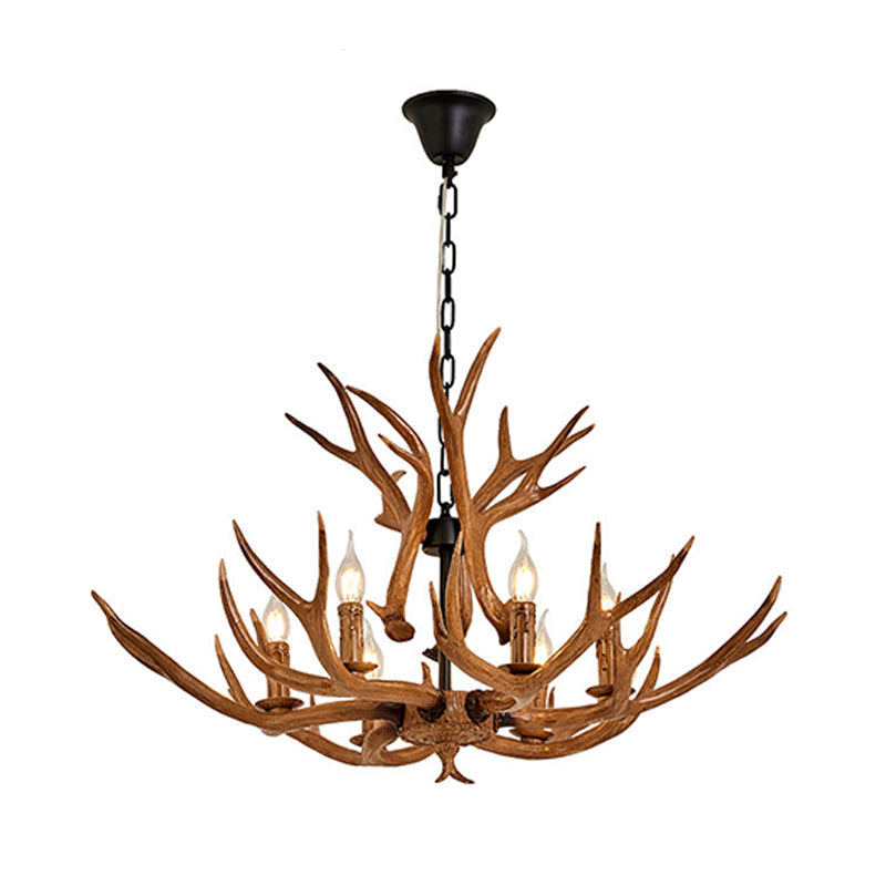 Améliane Brown Faux Antler Rustikale Kronleuchter-Pendelleuchte
