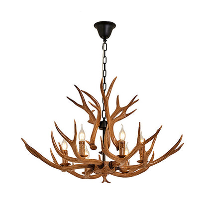 Améliane Brown Faux Antler Rustikale Kronleuchter-Pendelleuchte