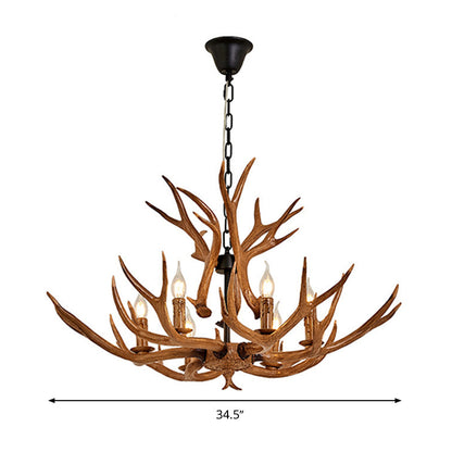 Améliane Brown Faux Antler Rustikale Kronleuchter-Pendelleuchte