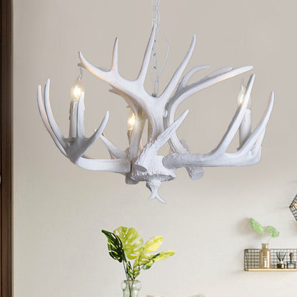 Ariane White Faux Antler Candle Chandelier Pendant