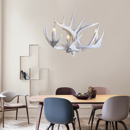 Ariane White Faux Antler Candle Chandelier Pendant