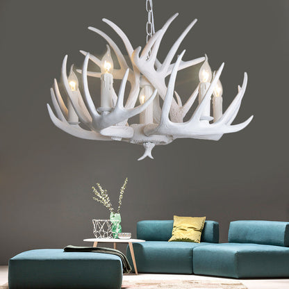 Ariane White Faux Antler Candle Chandelier Pendant
