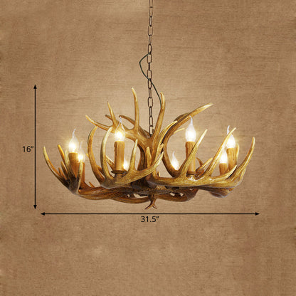 Élodine Brown Faux Antler Rustic Chandelier Pendant Light