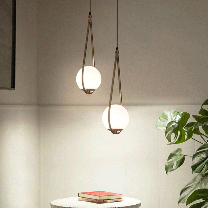 Isabelle Teardrop Brass Pendant Light with Cream Glass Shade