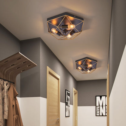 Aurélie Industrielle Geometrische Schwarze Metall Deckenleuchte